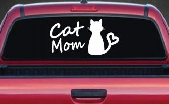Cat Mom Love Heart Car or Truck Window Decal Sticker