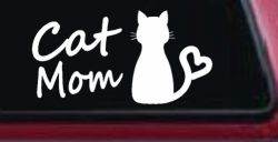 Cat Mom Love Heart Car or Truck Window Decal Sticker