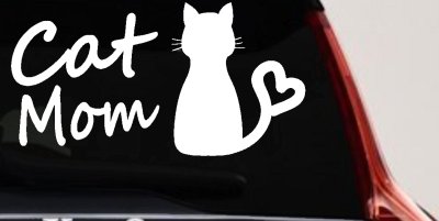 Cat Mom Love Heart Car or Truck Window Vinyl Decal Sticker