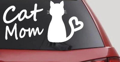 Cat Mom Love Heart Car or Truck Window Vinyl Decal Sticker
