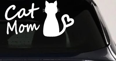 Cat Mom Love Heart Car or Truck Window Vinyl Decal Sticker