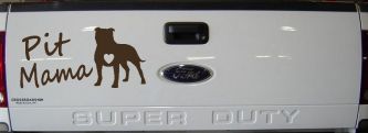 Pit Bull Mama Dog Love Heart Car or Truck Window Decal Sticker (Brown)