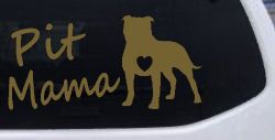 Pit Bull Mama Dog Love Heart Car or Truck Window Decal Sticker (Gold)