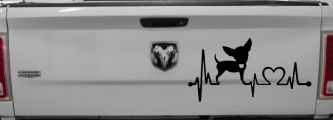 Chihuahua Love Heartbeat Monitor Car or Truck Window Decal Sticker (Matte Black)