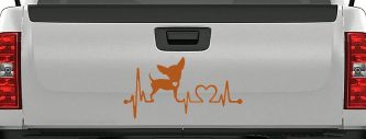 Chihuahua Love Heartbeat Monitor Car or Truck Window Decal Sticker (Nut Brown)