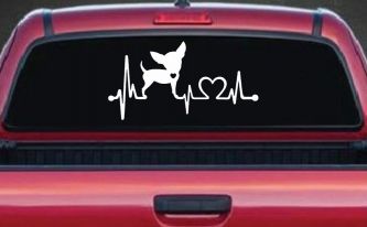 Chihuahua Love Heartbeat Monitor Car or Truck Window Decal Sticker