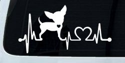 Chihuahua Love Heartbeat Monitor Car or Truck Window Decal Sticker