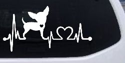 Chihuahua Love Heartbeat Monitor Car or Truck Window Decal Sticker