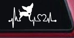 Chihuahua Love Heartbeat Monitor Car or Truck Window Decal Sticker