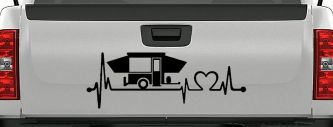 Pop Up Camper Travel Trailer Heartbeat Lifeline Car or Truck Window Decal Sticker (Black)