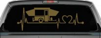 Pop Up Camper Travel Trailer Heartbeat Lifeline Car or Truck Window Decal Sticker (Gold)