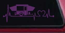 Pop Up Camper Travel Trailer Heartbeat Lifeline Car or Truck Window Decal Sticker (Violet)