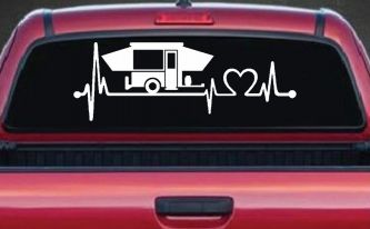 Pop Up Camper Travel Trailer Heartbeat Lifeline Car or Truck Window Decal Sticker