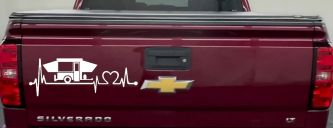 Pop Up Camper Travel Trailer Heartbeat Lifeline Car or Truck Window Vinyl Decal Sticker (White)