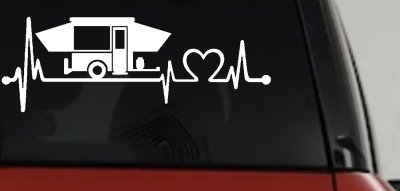 Pop Up Camper Travel Trailer Heartbeat Lifeline Car or Truck Window Vinyl Decal Sticker