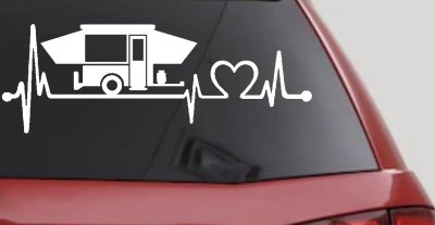 Pop Up Camper Travel Trailer Heartbeat Lifeline Car or Truck Window Vinyl Decal Sticker