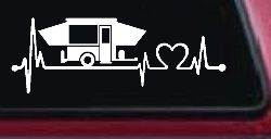 Pop Up Camper Travel Trailer Heartbeat Lifeline Car or Truck Window Decal Sticker