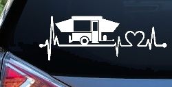 Pop Up Camper Travel Trailer Heartbeat Lifeline Car or Truck Window Decal Sticker