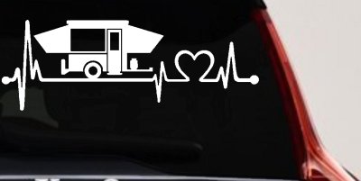 Pop Up Camper Travel Trailer Heartbeat Lifeline Car or Truck Window Vinyl Decal Sticker