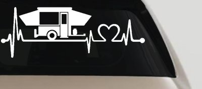 Pop Up Camper Travel Trailer Heartbeat Lifeline Car or Truck Window Vinyl Decal Sticker