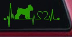 Schnauzer Heartbeat Lifeline Dog Car or Truck Window Decal Sticker (Lime)
