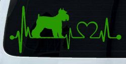 Schnauzer Heartbeat Lifeline Dog Car or Truck Window Decal Sticker (Lime)