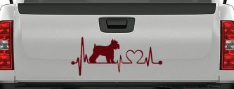 Schnauzer Heartbeat Lifeline Dog Car or Truck Window Vinyl Decal Sticker (Purple Red)