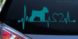 Schnauzer Heartbeat Lifeline Dog Car or Truck Window Vinyl Decal Sticker (Turquoise Blue)