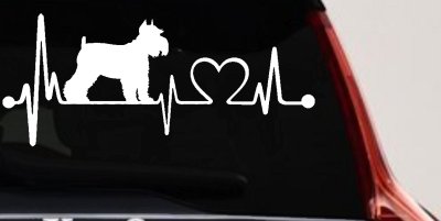 Schnauzer Heartbeat Lifeline Dog Car or Truck Window Vinyl Decal Sticker