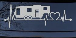 5th Fifth Wheel Camper Travel Trailer Heartbeat Lifeline Other Car or Truck Window Vinyl Decal Sticker (Light Gray)