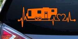5th Fifth Wheel Camper Travel Trailer Heartbeat Lifeline Other Car or Truck Window Vinyl Decal Sticker (Orange)