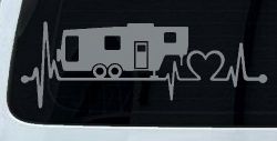 5th Fifth Wheel Camper Travel Trailer Heartbeat Lifeline Other Car or Truck Window Decal Sticker (Telegrey)