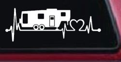 5th Fifth Wheel Camper Travel Trailer Heartbeat Lifeline Other Car or Truck Window Decal Sticker