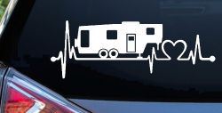 5th Fifth Wheel Camper Travel Trailer Heartbeat Lifeline Other Car or Truck Window Decal Sticker