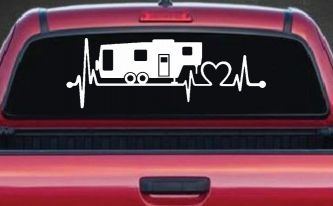 5th Fifth Wheel Camper Travel Trailer Heartbeat Lifeline Other Car or Truck Window Decal Sticker
