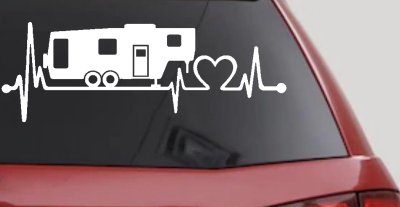 5th Fifth Wheel Camper Travel Trailer Heartbeat Lifeline Other Car or Truck Window Vinyl Decal Sticker