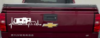 5th Fifth Wheel Camper Travel Trailer Heartbeat Lifeline Other Car or Truck Window Vinyl Decal Sticker (White)