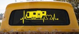 5th Fifth Wheel Camper Travel Trailer Heartbeat Lifeline Other Car or Truck Window Vinyl Decal Sticker (Yellow)