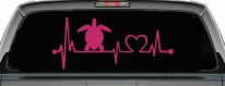 Sea Turtle Heartbeat Lifeline Car or Truck Window Decal Sticker (Hot Pink)