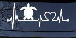 Sea Turtle Heartbeat Lifeline Car or Truck Window Decal Sticker