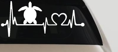 Sea Turtle Heartbeat Lifeline Car or Truck Window Vinyl Decal Sticker