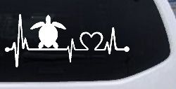 Sea Turtle Heartbeat Lifeline Car or Truck Window Decal Sticker