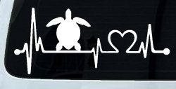 Sea Turtle Heartbeat Lifeline Car or Truck Window Decal Sticker