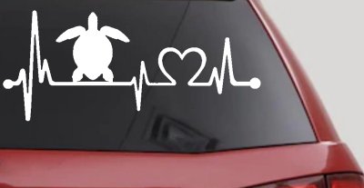 Sea Turtle Heartbeat Lifeline Car or Truck Window Vinyl Decal Sticker