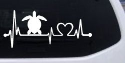 Sea Turtle Heartbeat Lifeline Car or Truck Window Decal Sticker