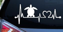 Sea Turtle Heartbeat Lifeline Car or Truck Window Decal Sticker