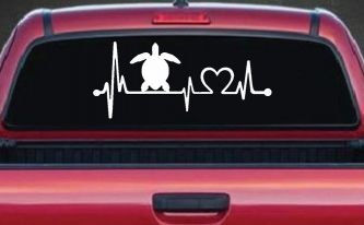 Sea Turtle Heartbeat Lifeline Car or Truck Window Decal Sticker