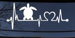 Sea Turtle Heartbeat Lifeline Car or Truck Window Decal Sticker