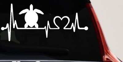 Sea Turtle Heartbeat Lifeline Car or Truck Window Vinyl Decal Sticker