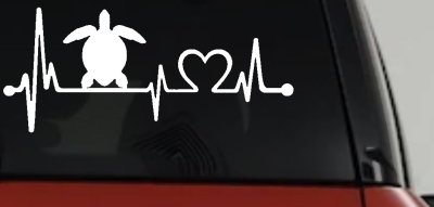 Sea Turtle Heartbeat Lifeline Car or Truck Window Vinyl Decal Sticker